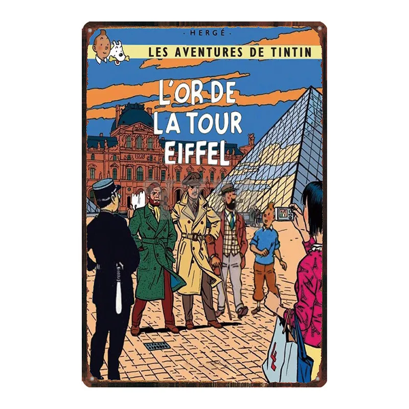 DU2988 Tintin мультфильм металлическая жестяная вывеска потертый шик стены Детская комната кофе магазин домашнего искусства ремесло Тики Бар Декор 30X20 см DU2993 - Цвет: DU2988