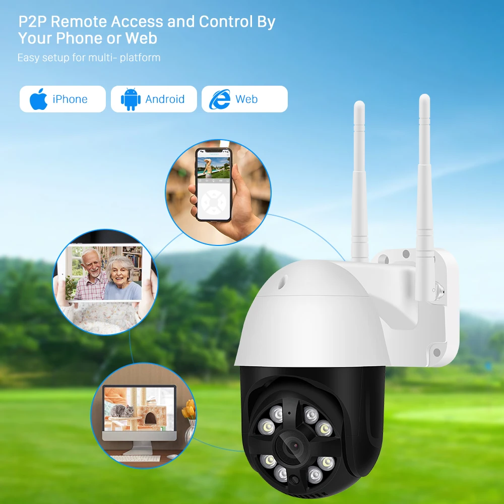 

1080P HD Audio PTZ WiFi Camera Infrared Night Vision 4X Digital Zoom AI Auto Tracking 2MP Wireless Video Surveillance IP Camera