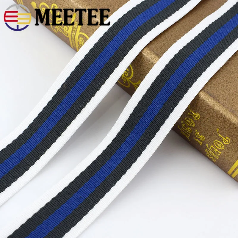 Meetee 8 метров 1 4 мм толстая 38 полиэфирная хлопчатобумажная тканая лента в полоску