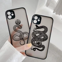 snake black matte phone case for iphone x xr xs max 13 12 mini 11 pro max for iphone se 2020 6s 7 8 plus shockproof back covers