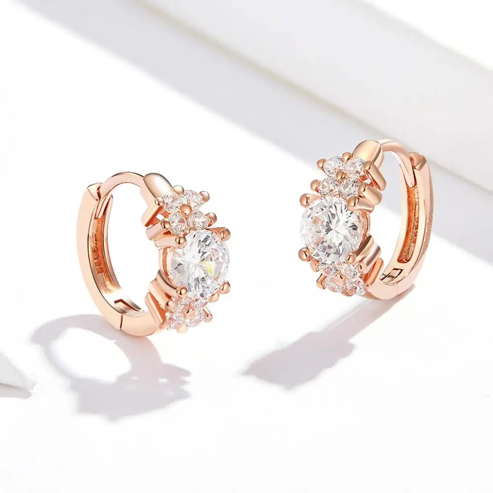 Rose Gold Stud Earrings for Women Zircon 925 Sterling Silver Designer Luxury Jewelry Boucle D'oreille Femme Fashion Accessories |