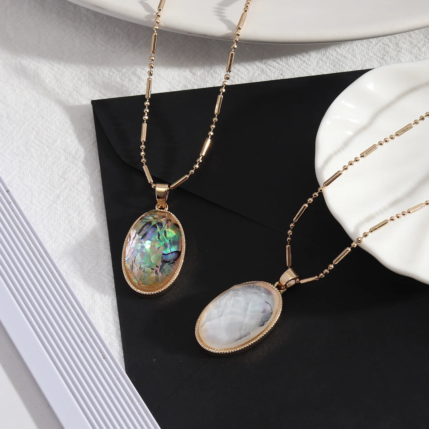 

Oval Faceted Abalone Pearl Choker For Women Wholesale