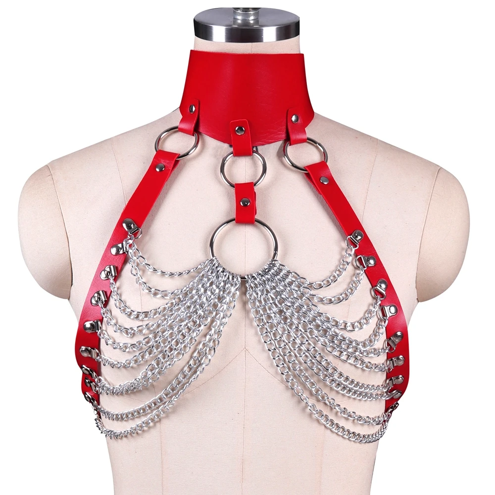 Women Sexy Lingerie Leather Body Cage Bondage Harness 90s Body Harness Belt Gothic Crop Tops Cage Bralette Fetish Harness