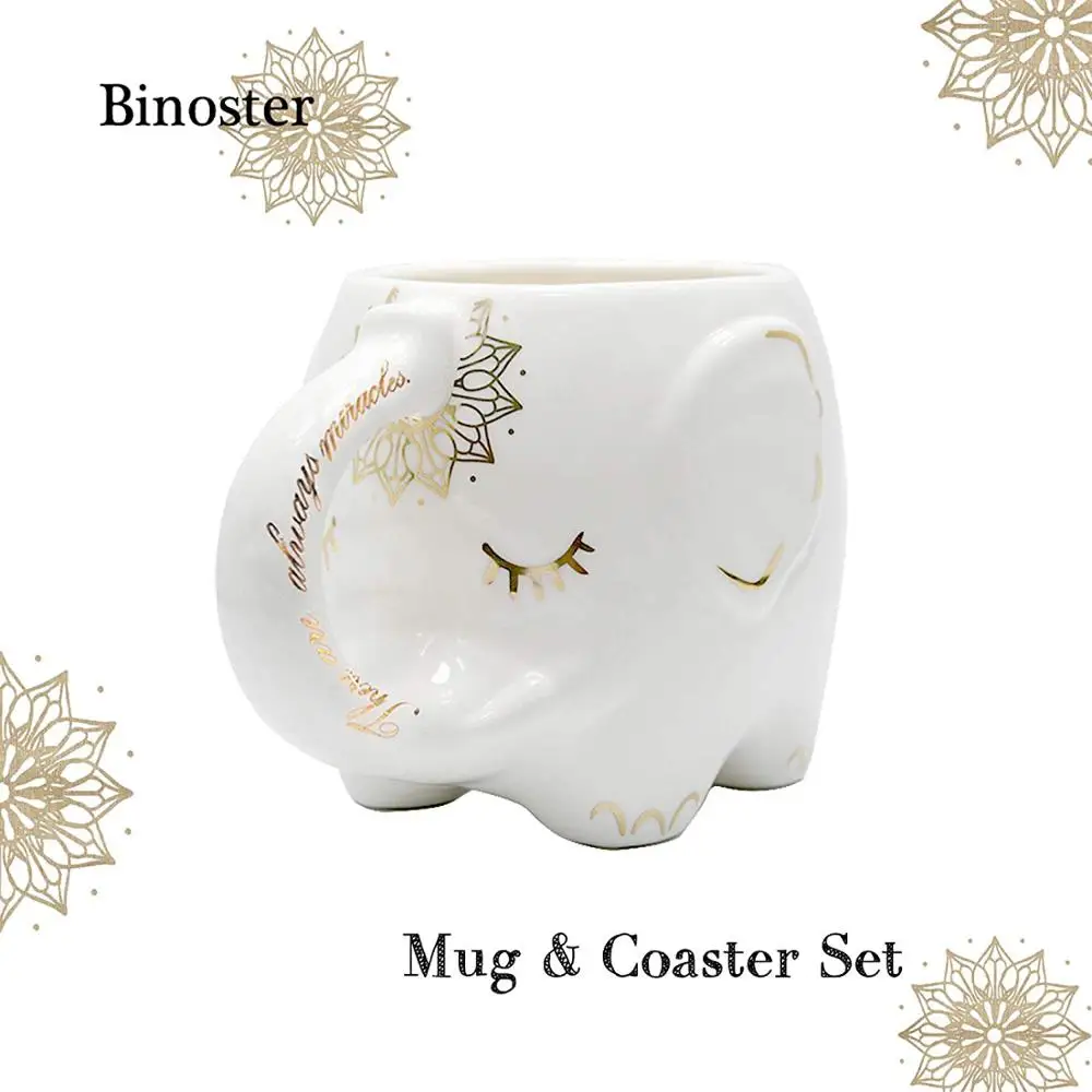 Новинка Кружка со слоном с подстаканником керамика кружка для эспрессо чая