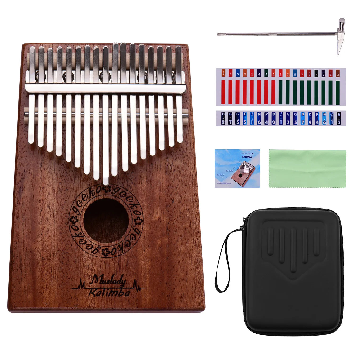 

Muslady 17 Keys Thumb Piano Kalimba Mbira Finger Piano Solid Wood Metal Material Musical Instrument Portable for Kids Adults