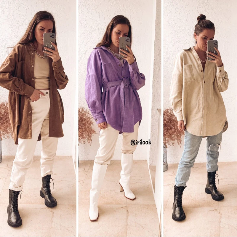 Toppies 2021 весенняя женская куртка винтажная вельветовая длинная рубашка свободное