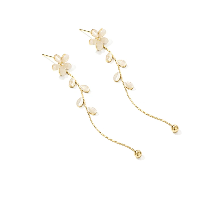 S925 игла корейская мода темперамент проложить опал в форме цветка с длинной