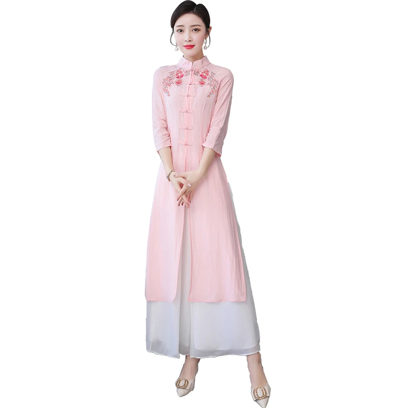 

COIGARSAM Cheongsam Women New Spring Summer Vintage Dresses Average Size Dress 83281