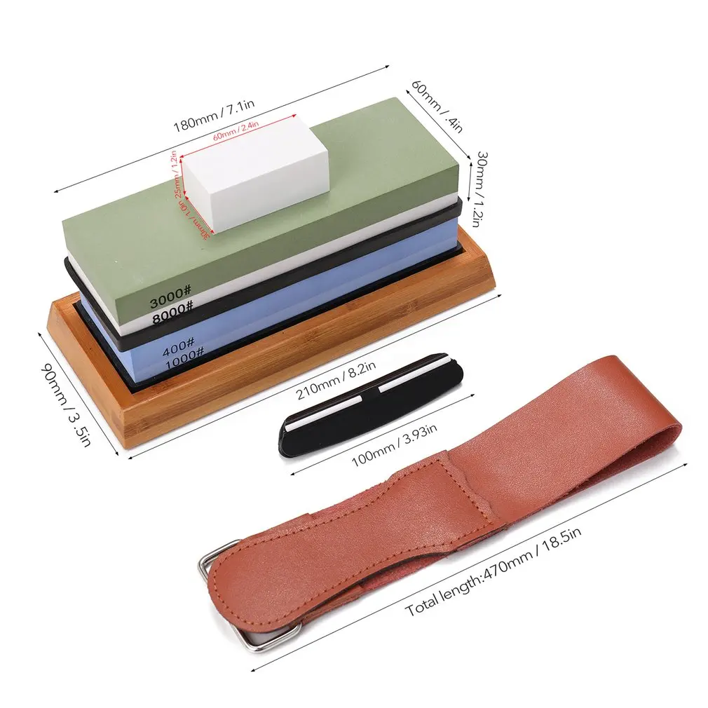 

400/1000 3000/8000 Mesh + Knife Holder + 2 Rubber Gasket + Bamboo Base Frame + Knife Cloth Anti-slip Sharpener Kitchen Tools