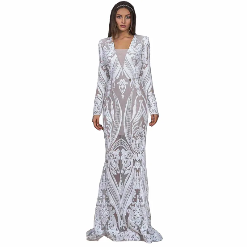 Long Sleeves Lace Wedding Dresses 2019 Bohemian V Neck Bridal Dress Mermaid Bride Gown | Свадьбы и торжества