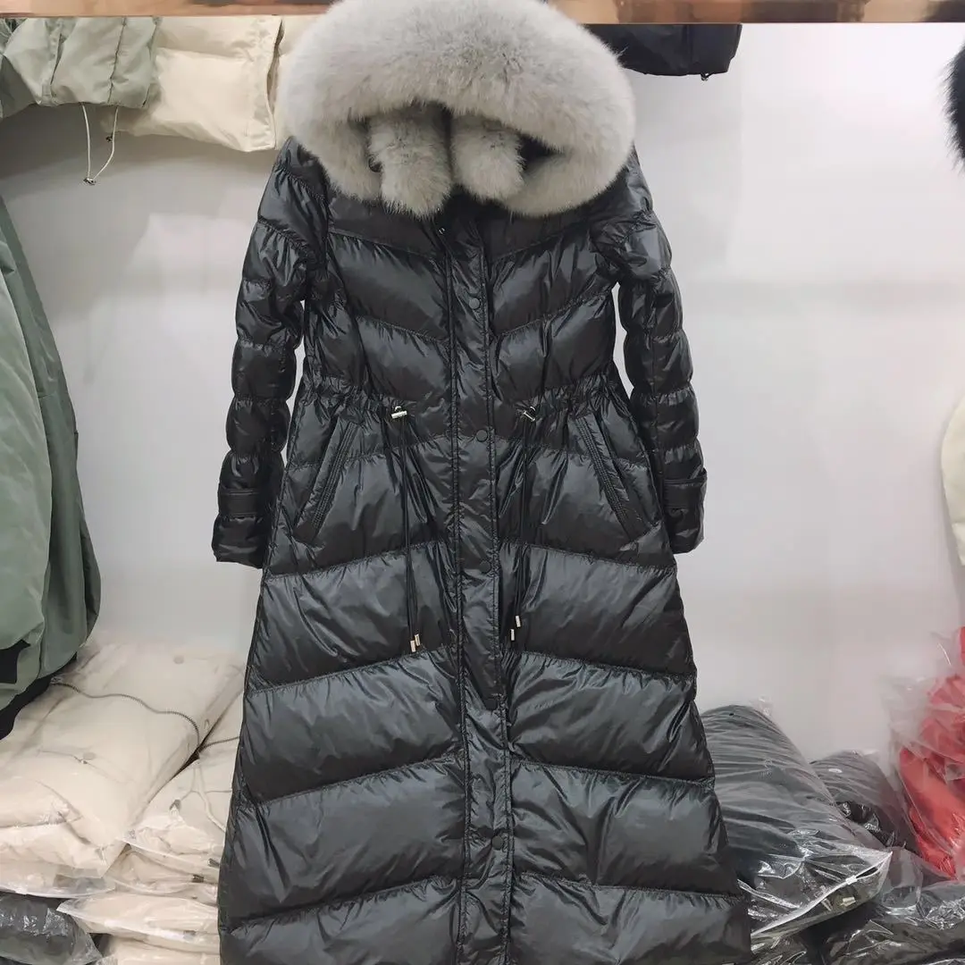 Fitaylor женская зимняя куртка с капюшоном из натурального Лисьего меха 90% утиного