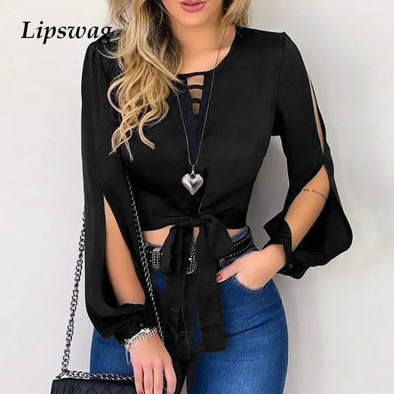 Блузка женская шифоновая с бантом элегантный повседневный Свободный Топ для