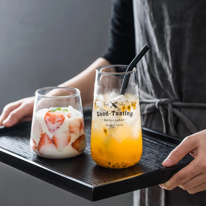 Креативная стеклянная кружка для пар черно белая с буквенным рисунком чашка чая