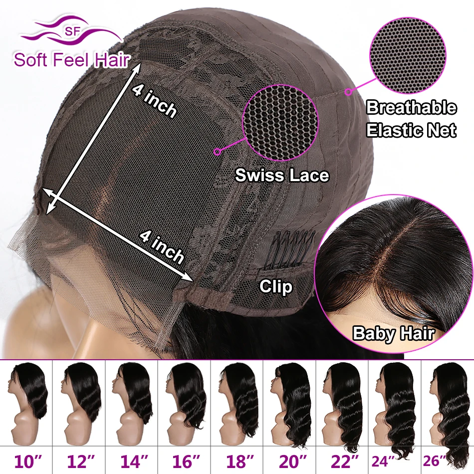 Soft Feel Hair 4x4 кружева закрытие парик блонд эффектом деграде(переход от темного к человеческих волос парики для Для женщин Реми бразильские волнистые волосы парики средней соотношение