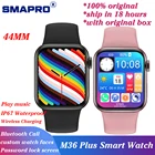 Смарт-часы M36 Plus, 7 дюймов, 44 мм, IP67, водозащита 1,8 дюйма, бесконечный экран, фитнес-трекер, Bluetooth, звонки, беспроводное зарядное устройство, Смарт-часы iwo