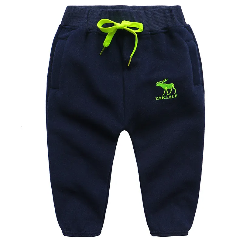 

New Children Embroidery Sweatpants Boys Spring Autumn Warm Plus Velvet Solid Trousers Kids 5 6 7 Years Fashion Clothes