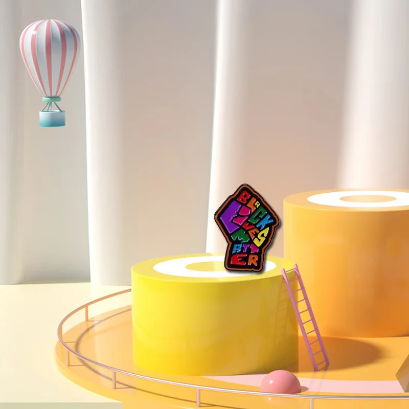 BLM приподнятый кулак солидарности свобода я не могу дышать эмалированная булавка