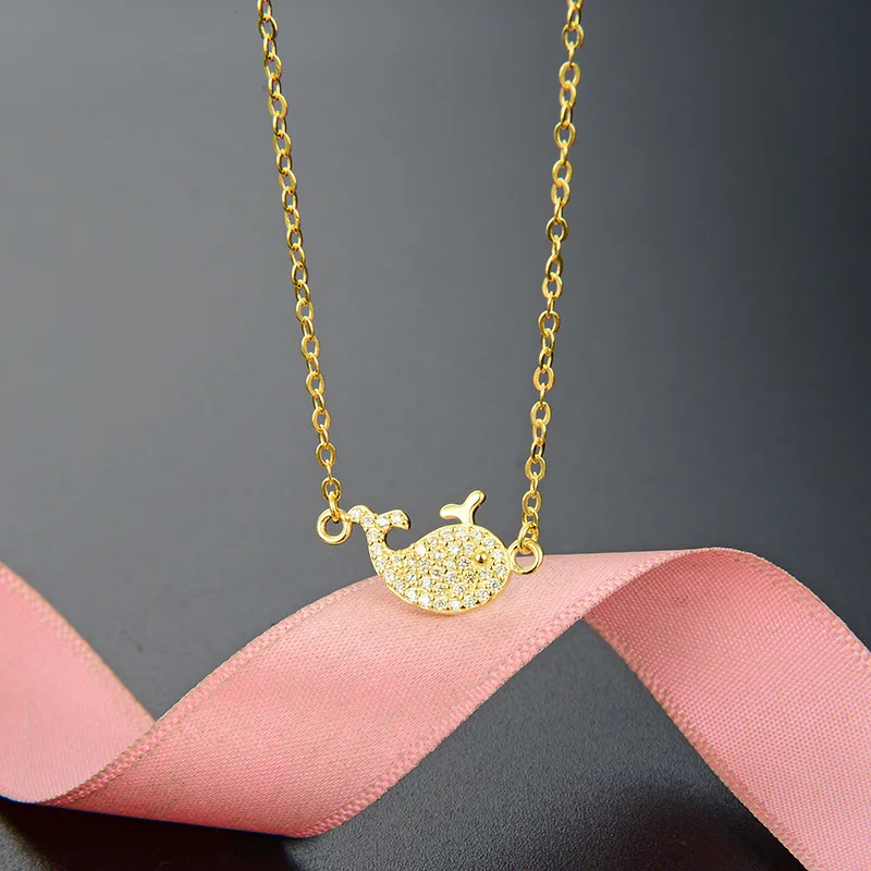 

Zircon Pendant 925 Sterling Silver New Fish Necklace Female Clavicle Chain Simple Temperament Fine Jewelry For Women G0006