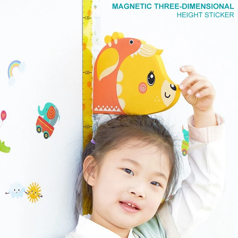 

Wall Sticker Children Baby Height Growth Chart Bedroom Cartoon Decor Measure Ruler 3D Animal Magnetic