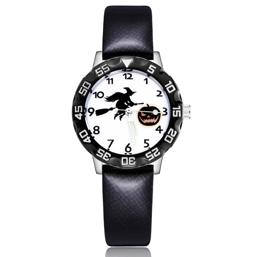Fashion HALLOWEEN Witch Pumpkin Style Children's Kids Student Girls Boys Quartz Leather Wrist Watches Clcok JM53 | Наручные часы