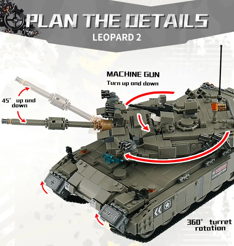 632003 главный боевой танк Leopard 2, набор строительных блоков, кирпичи, сборные, сделай сам, развивающие игрушки на день рождения, веселые рождественские подарки