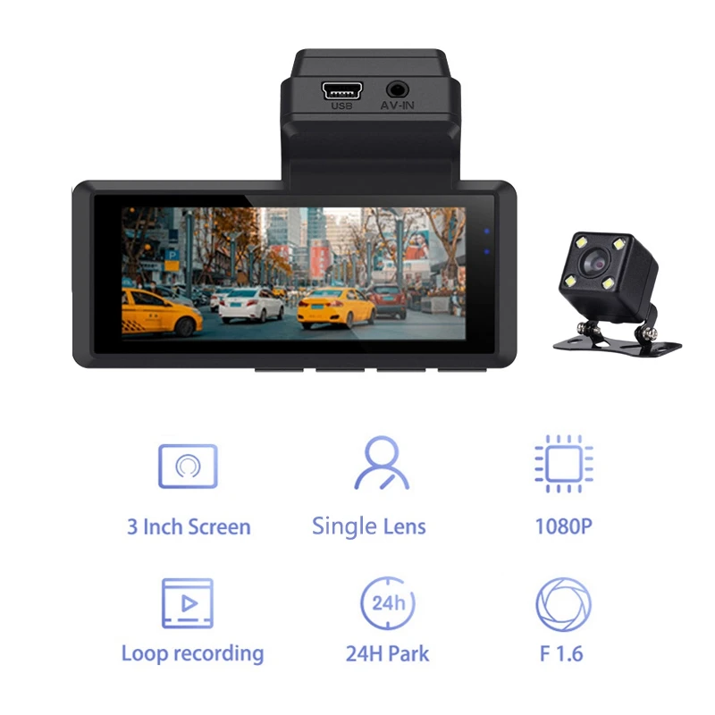 

3-дюймовый Автомобильный видеорегистратор 1080P HD с двумя объективами, видеорегистратор ночного видения, парковочная камера с акселерометром...