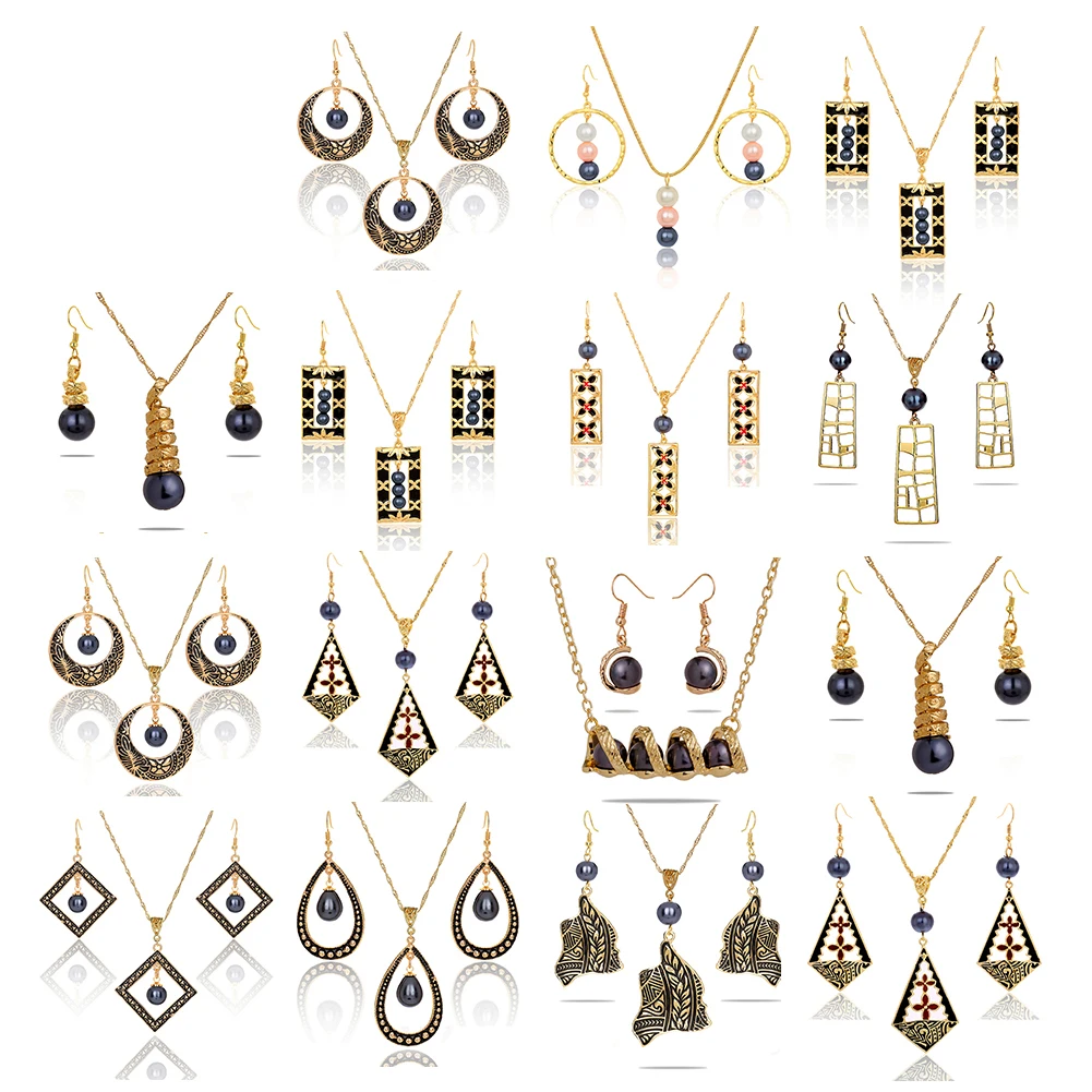 SophiaXuan Hawaiian Jewelry Geometry Pearl Earrings and Necklaces Set Fashion Wholesale for Women Party | Украшения и аксессуары