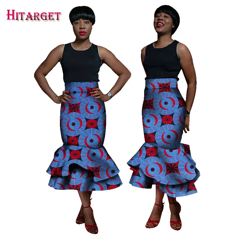 2020 Осенняя африканская Женская одежда двухслойные юбки-русалки базин восковые