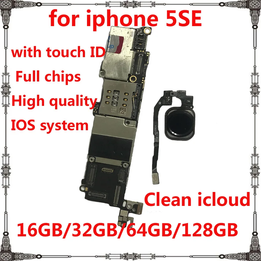 Материнская плата для iphone SE полностью разблокированная с/NOTouch ID 16 ГБ 32 64 5SE IOS