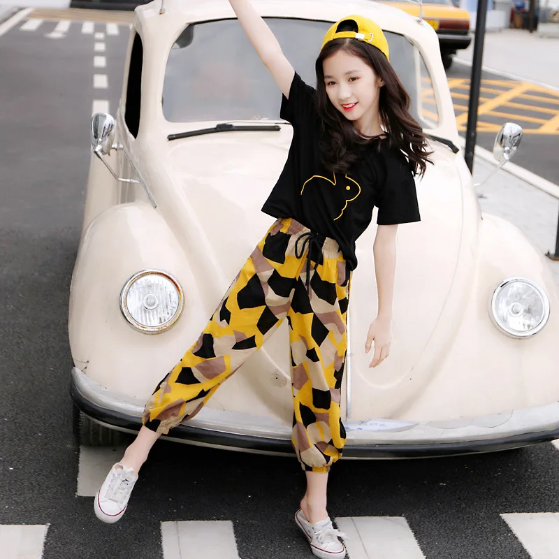 

Girls Summer Clothes Set Casual Fashion Suit Teens Girls Clothes Sets Tops+Pants 2Pcs Kids Clothing Set 6 7 8 10 11 12 13 Years