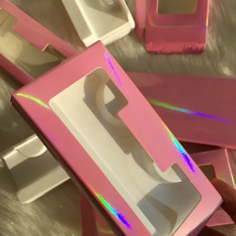 Розовая голографическая коробка для ресниц хорошее качество посылка на заказ |