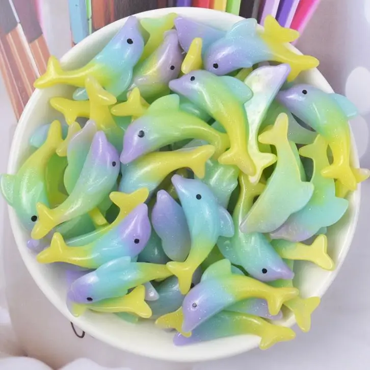 10 шт./партия Мультяшные полимерные мини красочные дельфины глина Подвески DIY крем