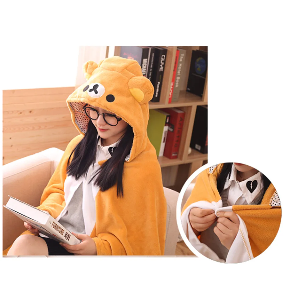 Теплая накидка из кораллового флиса с героями мультфильмов для офиса студентов