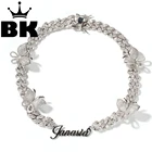 12 мм изготовленный на заказ художественный шрифт Циркон кубинское звено сварное ожерелье-бабочка Позолоченное серебряное покрытие Роскошная медь микро проложенный CZ кубинская цепь