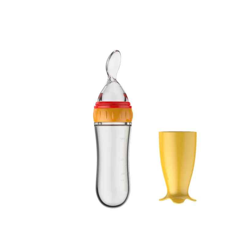

90ml Baby Safety Silicone Leak-proof Separation Food Spoon Juice Grain Milk Bottle Spoon Food Supplement Rice Bottle