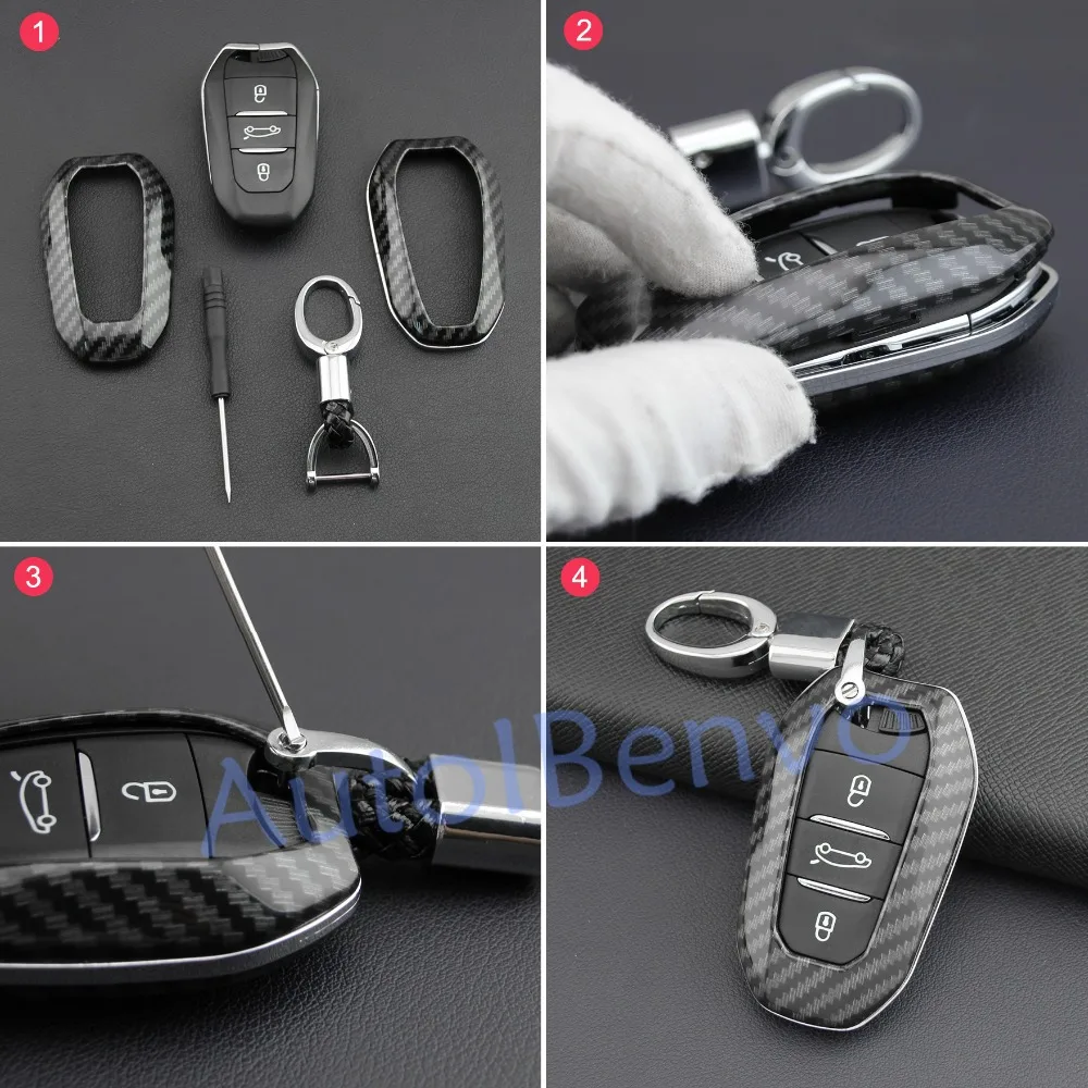 Carbon Fiber Smart Car Key Protect Shell For Peugeot 508 3008 5008 Citroen C3 C5 Aircross C4 Picasso DS 4S DS5 DS 3 7 Crossback
