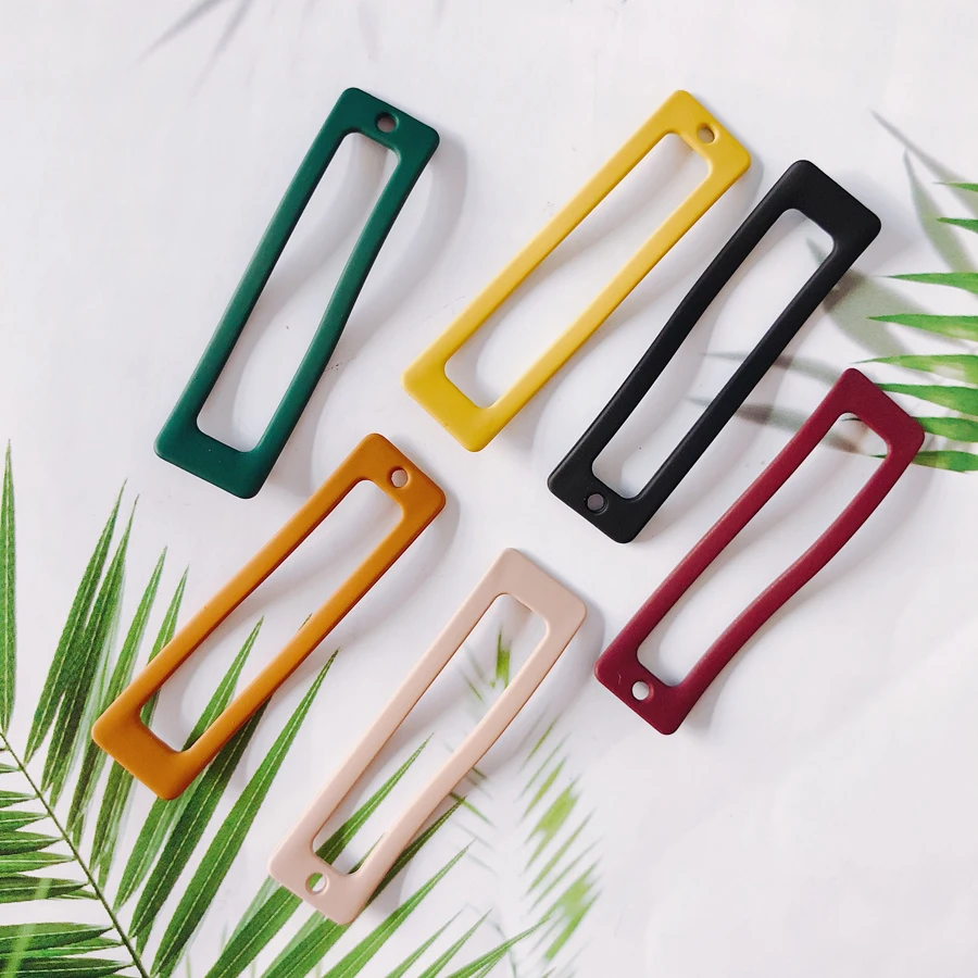 

Korean version of DIY handmade jewelry rectangular spray paint single hole solid color earrings pendant accessories