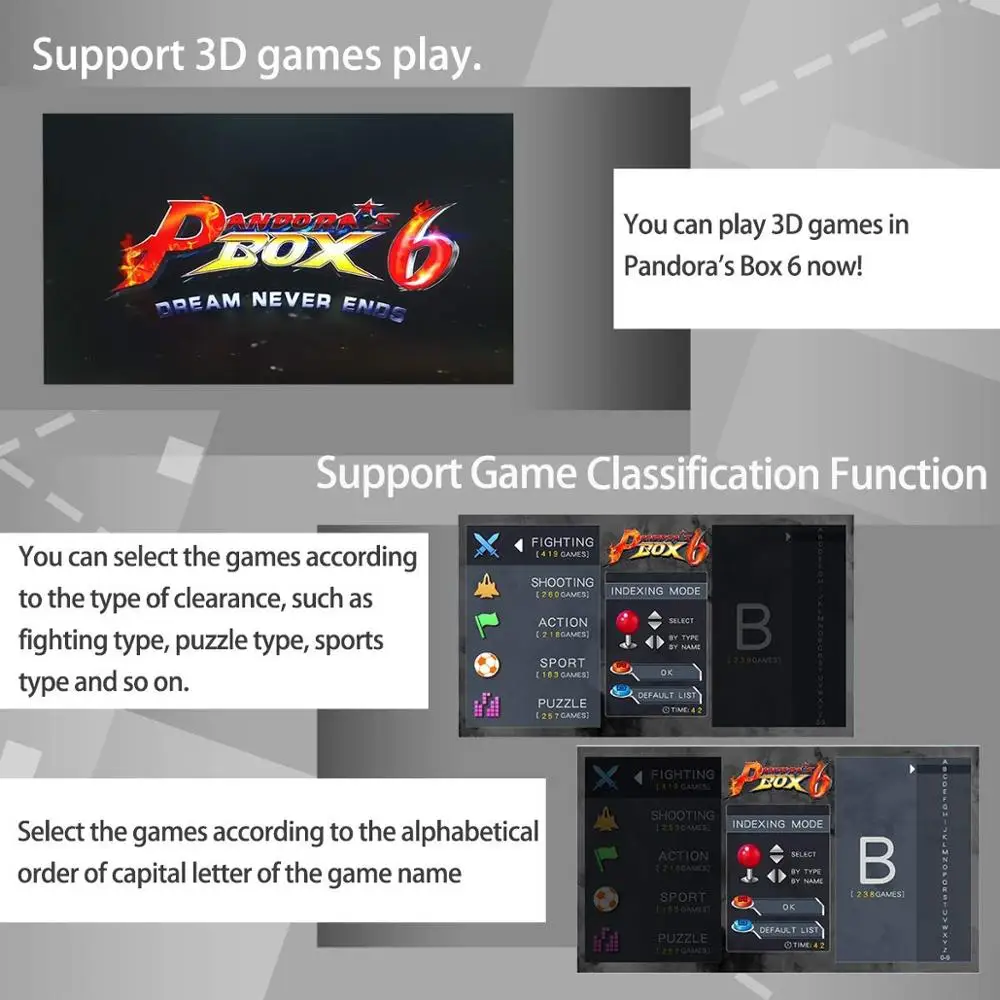 Pandoras Box 6 1300 аркадная консоль поддержка 3D игр добавить больше список любимых