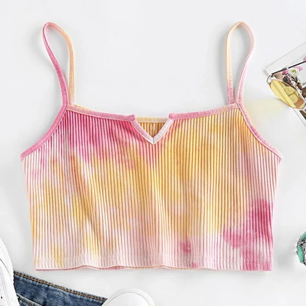 Кроп Топ женский с V образным вырезом пикантная приталенная Майка переходом