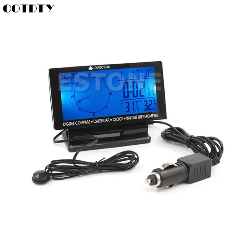 

Digital Car Compass With Calendar Function Clock In/Out Thermometer GBP Luminous