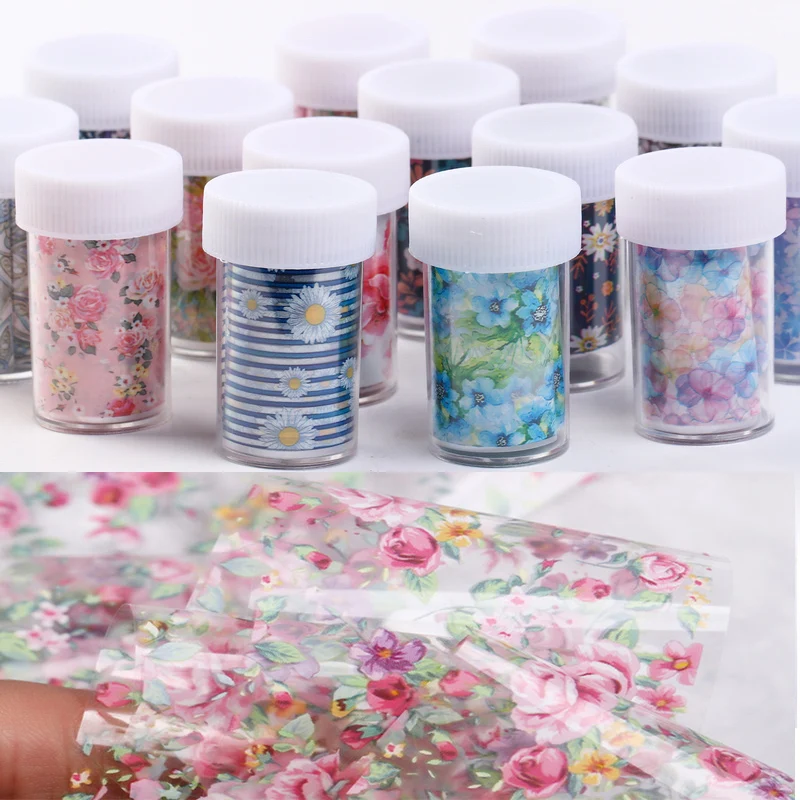 Переводная наклейка из фольги для ногтей 1 коробка 4х100 см наклейки цветов