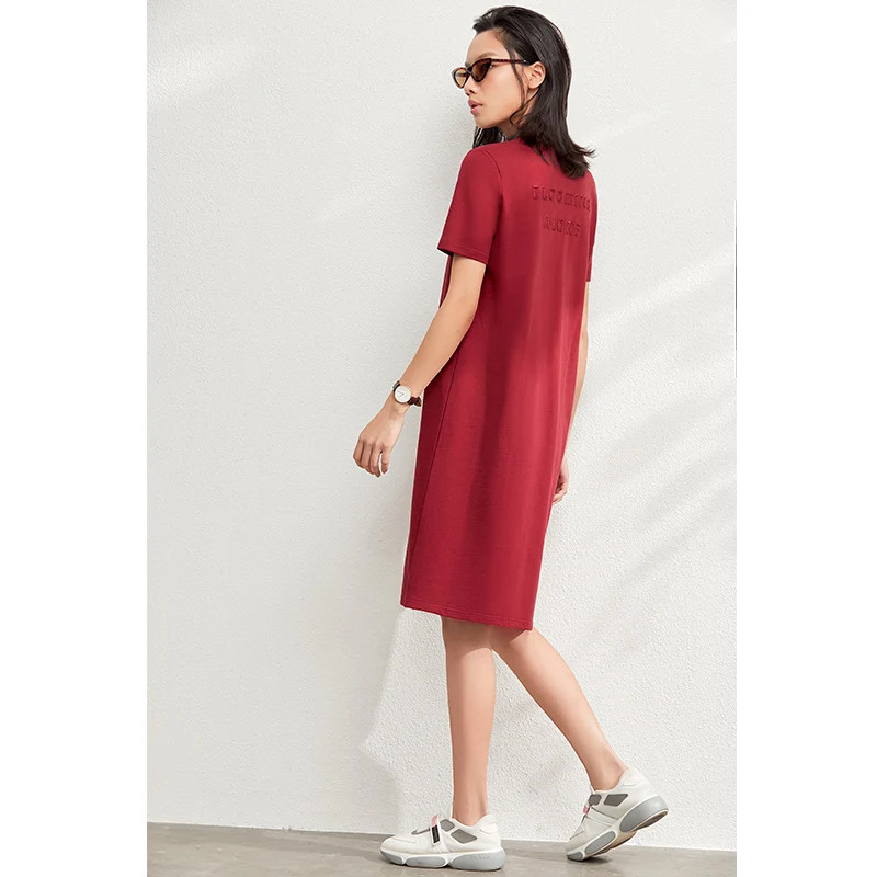 Женское платье поло AMII Minimalism однотонное свободное до колена с короткими рукавами