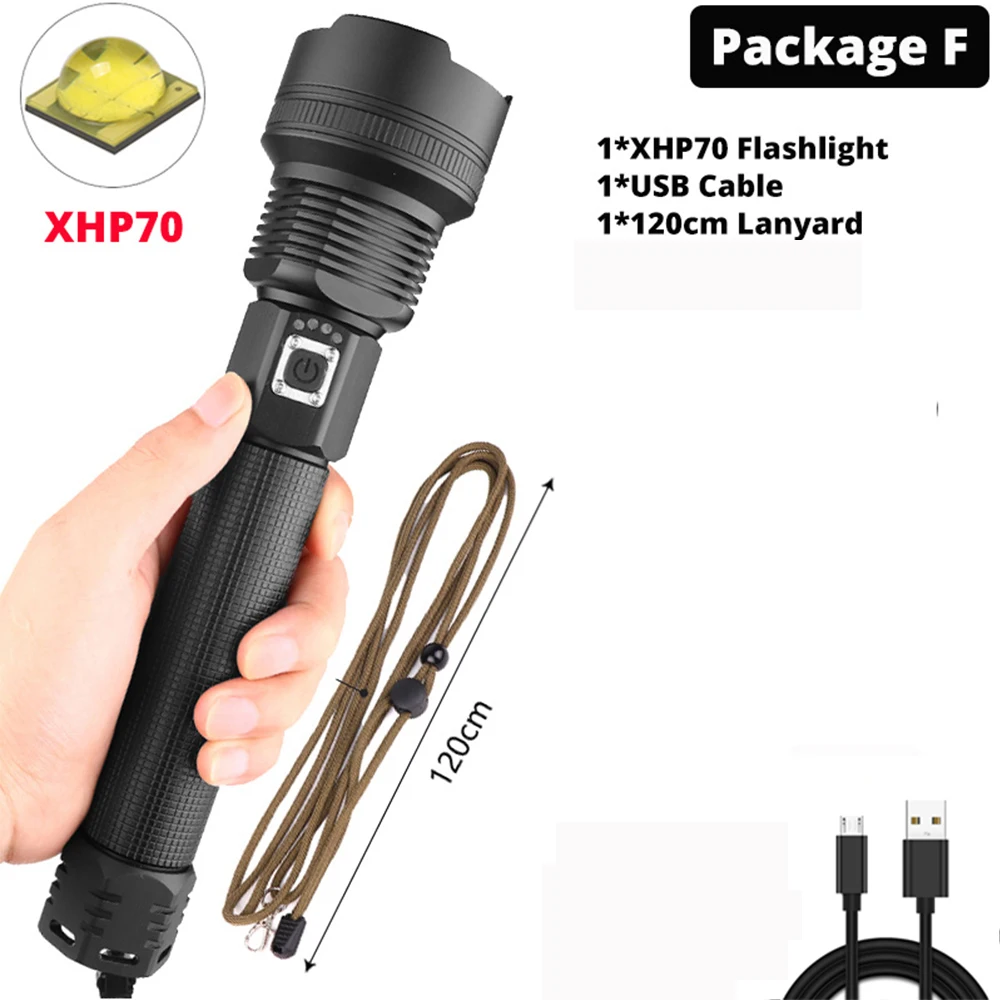 Самый мощный XHP90 светодиодный фонарь XLamp Zoom фонарь XHP70.2 USB Перезаряжаемый тактический фонарь для кемпинга и охоты - Испускаемый цвет: F