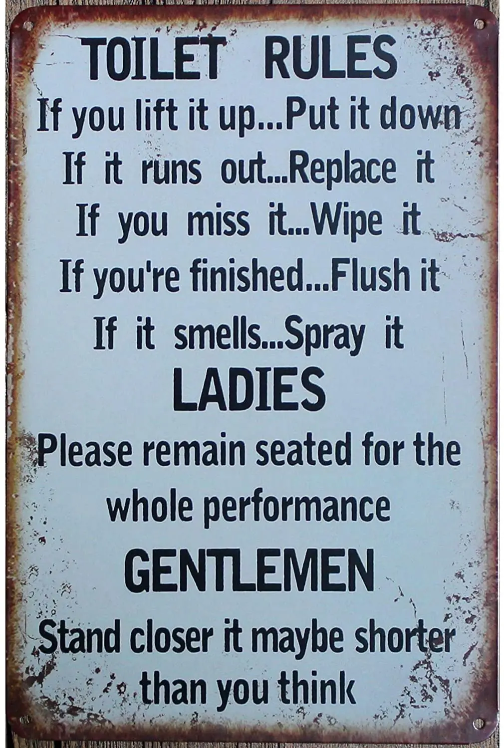 

Metal Tin Sign Toilet Rules Warning Sign Bar Cafe Garage Wall Decor Retro Vintage 7.87 X 11.8 Inch