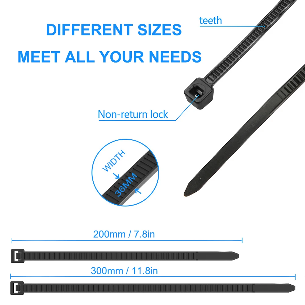 200 шт. кабельные стяжки самоблокирующиеся Нейлоновые мм и 300 термостойкий