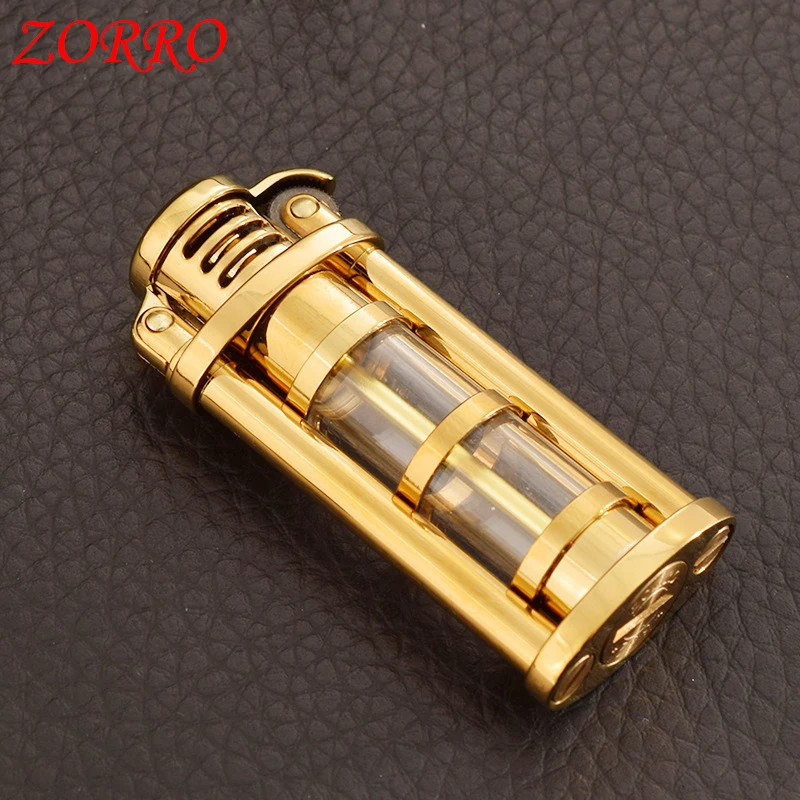 

Chinese brand Zorro new retro grinding wheel kerosene transparent body portable cigarette lighter for men