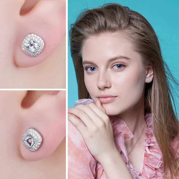 Jewelrypalace Подушки с 0.9ct Натуральный аквамарин Halo Серьги-гвоздики 925 стерлингов Серебряные серьги для, женская обувь Красивые ювелирные изделия
