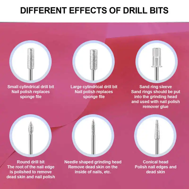 

35000RPM Electric Nail Drill Machine Repairing Polishing Nail Grinding Tool with Drill Bits