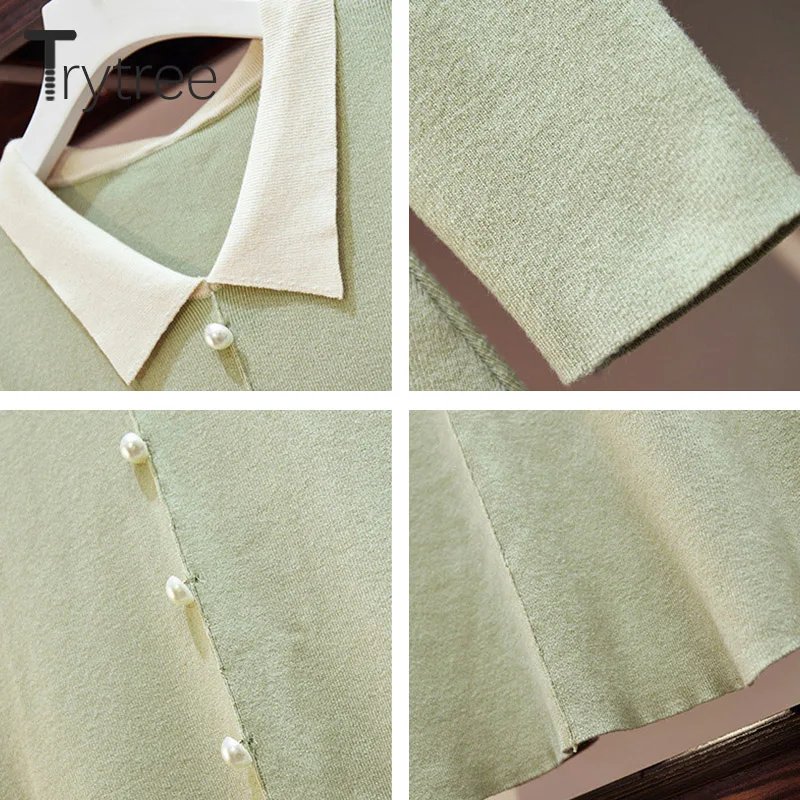 Ttytree осеннее зимнее женское Повседневное платье с отложным воротником