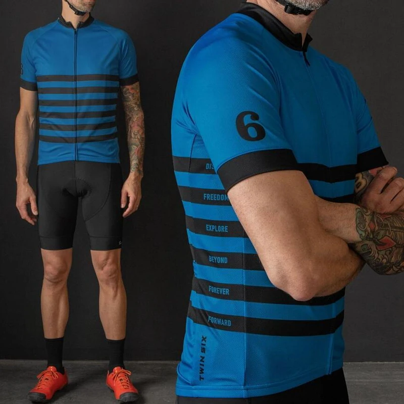 

Twin 6 Classic Style MTB Riding Suit Cycling Jersey Men Breathable Black Bib Shorts 9D Gel Pad RBX Road Bike Cycle Kit Quick Dry